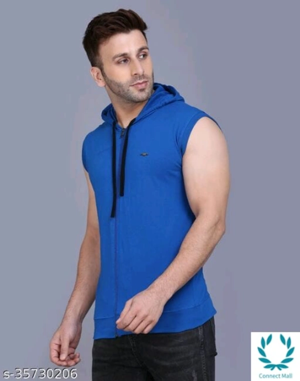 Men's Casual Hooded Tshirt - S,  Sky Blue, Cotton, Pack of :1